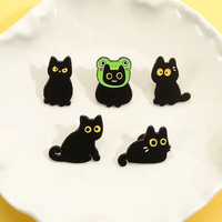 Broches en émail créatives de chats noirs de dessin animé, broches animales grenouille et chat, accessoires pour sacs à dos, vêtements, cols, badges de revers, cadeau pour amis