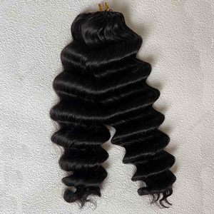 Extensions de cheveux humains vierges brésiliens Deep Wave pour tresses au crochet, pré-séparées, pré-bouclées, style Boho, noires - Product Image 5