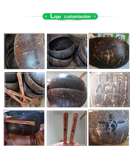 Set Regalo Ciotole in Guscio <span class=keywords><strong>di</strong></span> Cocco Eleganti Pronte per la Spedizione - Ingrosso Mini Ciotole per Smoothie, Insalata, Zuppa Vegana, Biologiche e Naturali con Cucchiaio - Product Image 6