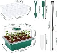 Kit de démarrage de semis 5 pièces 12 cellules avec lampe de culture, dôme d'humidification et base pour la culture en serre de blé hydroponique
