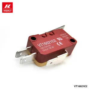 ताइवान ब्रांड अत्यधिक VT16021C2 माइक्रो स्विच उच्च परिशुद्धता 16A 250V AC अधिकतम वोल्टेज लंबी धातु स्प्रिंग प्लेट माइक्रोस्विच