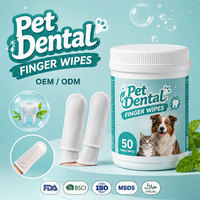 Lingettes nettoyantes pour dents de chien, lingettes à doigt avec tampons nettoyants buccaux et formule anti-plaque et anti-tartre, apaisantes et douces pour les gencives