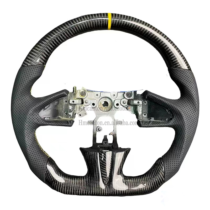 carbon fiber+perforated leather+yellow stitching