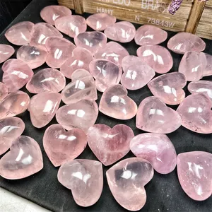 Wholesale High Quality Natural Pink Rose Quartz Obelisk Healing Crystal Heart Palm Stone