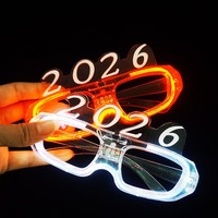 LED 2026 Leuchtbrille Neon Party Sonnenbrille Shutter Shades Blinkend für Erwachsene Kinder Neujahrsgeschenke