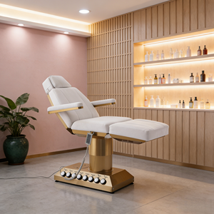 Electric Eyelash <b>Bed</b> PU Facial Treatment Chair Foot Control <b>LED</b> Lights for Beauty Salon Spa Use - Product Image 3