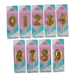 Factory Direct Retro Bronzing Powder Digital Birthday Queuing Cake Decorative Candles