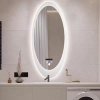 Miroir intelligent ovale en acrylique pour salle de bain, miroir de salle de bain ultra-clair avec éclairage LED, miroir décoratif mural