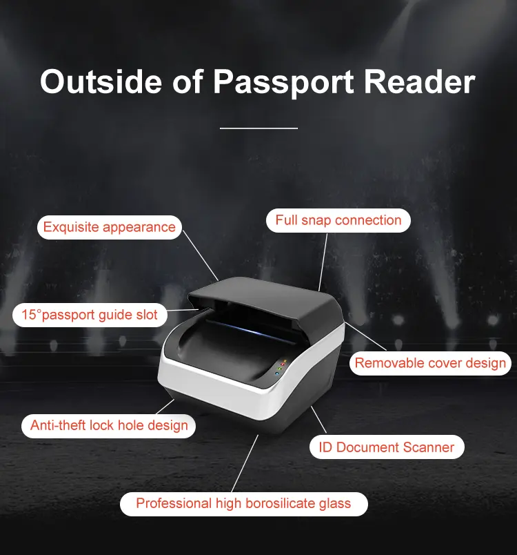 Le lecteur de passeport et le scanner de cartes d'identité de Sinosecu utilisent la technologie OCR avec sdk