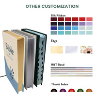 Bible d'église en cuir PU de qualité supérieure, couverture souple, impression couleur personnalisée multilingue, vente en gros du fabricant, best-seller