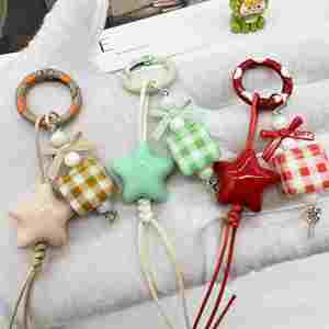 Factory Directly Supply Low Price Cute Woven <b>Rope</b> with Star square Keychain Pendant for Diy Handmade Accessories - Product Image 5