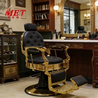 Fauteuil de Barbier Hydraulique de Luxe Rétro Meientai pour Salon de Coiffure, Inclinable, pour Coupe de Cheveux, Toilettage et Massage, en Cuir