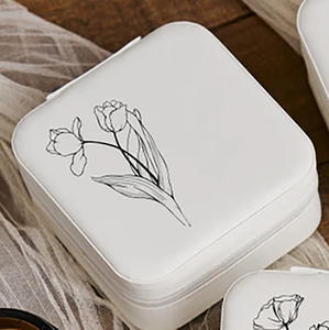 首饰盒定制Pu皮革便携式首饰盒小耳环戒指手链储物旅行珠宝包装盒 - Product Image 2