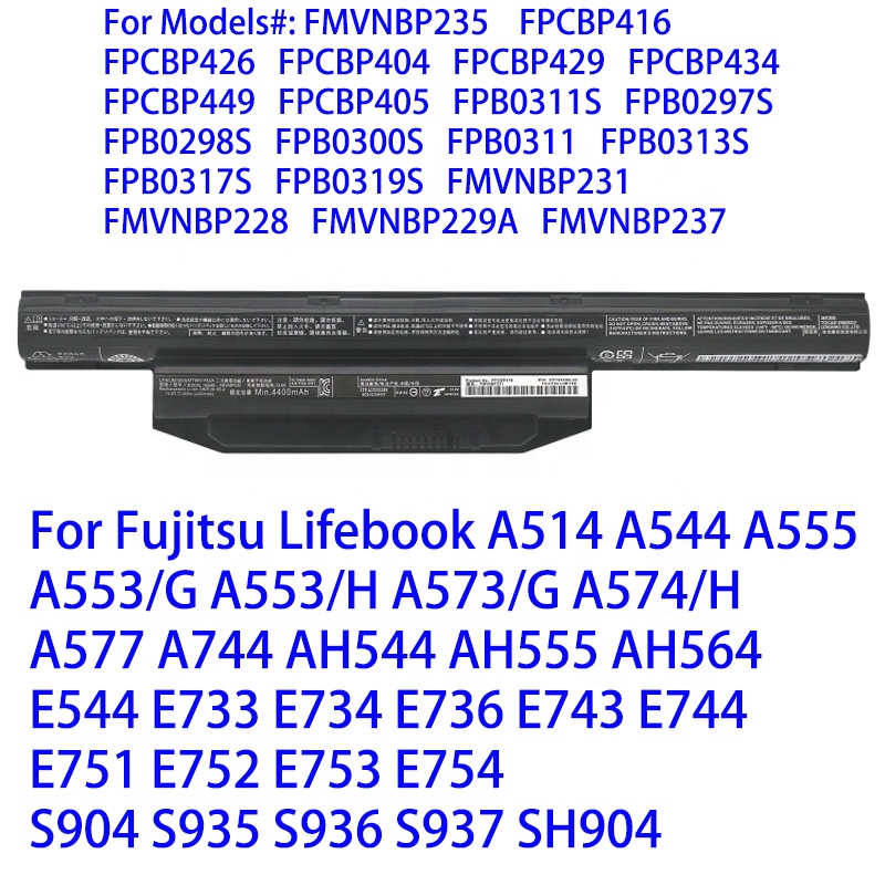 Batteria BLESYS Per Fujitsu Lifebook A357/A544/A555/A557/A574 - 10.8V 47Wh 4400mAh (FMVNBP227A, FMVNBP228, ...)