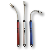 Briquet élégant à LED, coupe-vent, rechargeable par USB, portable, pour cuisine, barbecue, camping en plein air, outil d'allumage