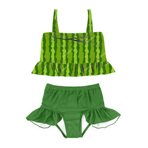 YZA-022 Maillot de bain d'été pour bébés filles, sans manches, à rayures, deux pièces, bikini de plage - Product Image 3