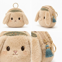 Porte-monnaie en peluche moelleuse Kawaii, style bohème, animaux (Chameau, Chat, Renard, Hibou, Lapin, Mouton), avec fermeture éclair, porte-clés, breloque de sac, pochette personnalisable avec logo, pour filles