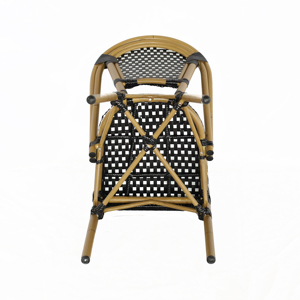 Sedia da Bistrot Uplion per Esterni, Stile Bambù Francese, Sedia da Pranzo in Rattan Intrecciato per Patio e Caffè - Product Image 4