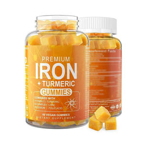 Thực phẩm bổ sung dạng kẹo dẻo VitaHall nghệ & sắt với vitamin C & B-complex, kẽm & axit folic, chiết xuất từ lá thảo dược, đóng chai - Product Image 2