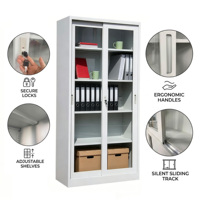 Armoire à portes coulissantes en métal et verre à prix d'usine, vente en gros, avec étagères réglables pour l'archivage de documents et de livres