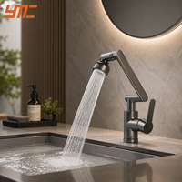 Robinet mélangeur pour lavabo commercial 360° °   Robinet d'eau chaude et froide à bec pivotant pour projets de rénovation de salles de bain d'hôtels et d'appartements