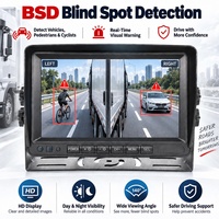 Système de détection d'angle mort BSD 7 pouces avec double écran partagé, alarme d'avertissement de sécurité, vision nocturne claire, caméra de recul, kit pour flotte de camions