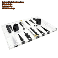 Jeu de Backgammon en Acrylique Lucite 18 pouces – Grand Plateau et Pièces Premium avec Pièces de Jeu, Gobelets à Dés – Décoration Élégante pour Table Basse
