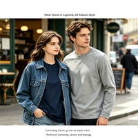 T-shirt 100 % coton 230 g à coupe ample, col rond, manches longues, couleur unie, tendance, base vierge, idéal pour motifs et textes personnalisés DIY