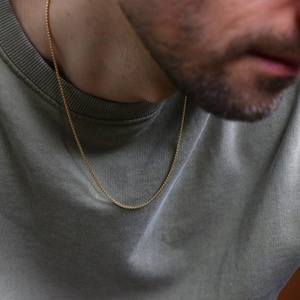 Collana Minimalista da Uomo in Acciaio al Titanio, Catena Classica a Maglia Quadrata, Gioielli <span class=keywords><strong>Maschili</strong></span>, Idea Regalo - Product Image 4