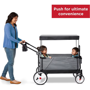 Carro de <span class=keywords><strong>cochecito</strong></span> con arnés de seguridad de 5 puntos para niños de 1 año en adelante, carro de empuje y tracción con dosel - Product Image 5
