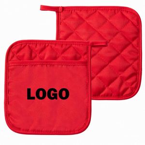 Vente en gros de maniques de cuisine carrées personnalisées, résistantes à la chaleur, avec poignée et poche - Product Image 1
