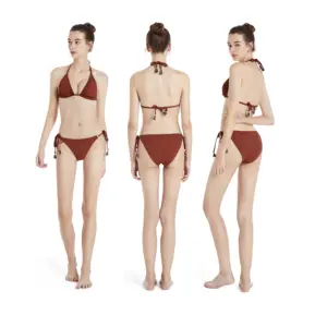 Karler – maillot de bain haut de gamme W1506, tissu de couleur unie, coussinets amovibles, Triangle, gland, cravate latérale, Bikini