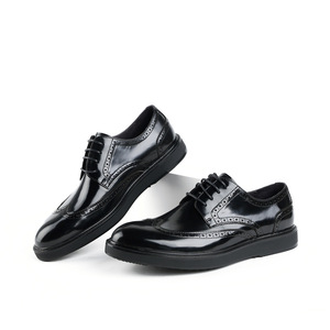 Chaussures habillées classiques rétro brillantes en cuir véritable anti-uréthane pour hommes, style automne 2026, à lacets - Product Image 5