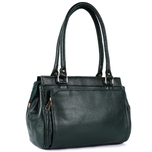 Smart Vintage Organizer Women Shoulder <b>Tote</b> in 100% Genuine Leather with Chains Multiple Sections and Smooth Polished Exterior - Product Image 2