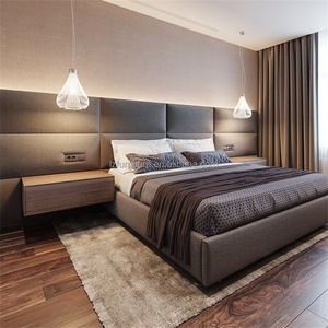 Factory Direct <b>Cheap</b> Upholstered Hotel Bed <b>Frame</b> King Size with Quilted Panel Headboard and Metal Legs for 3 Star Hotel Project - Product Image 2