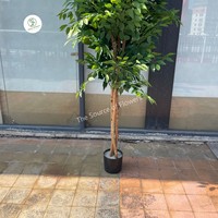 Bonsaï artificiel en banian vert, en plastique, avec tronc en bois artificiel, plantes en pot pour la décoration intérieure.