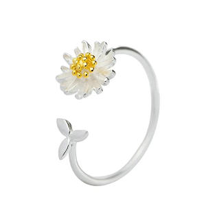 Anillo de Plata con Flor Q897, Bonito Regalo Unisex, Joyería de Diseño Sencillo, Anillos de Moda - Product Image 5