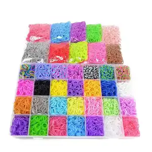 Faixas de borracha solta para crianças, faixas de borracha elástica do arco-íris com 24 cores para kit de pulseira infantil
