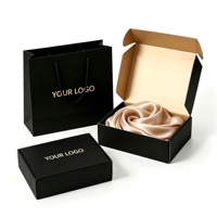 Boîte cadeau pliable en carton noir de luxe haut de gamme avec logo personnalisé pour foulard en soie, hijab, abaya, vêtements, emballage de vente au détail haut de gamme