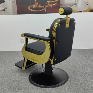 Yüksek kaliteli antika tarzı siyah deri altın çerçeve <span class=keywords><strong>Salon</strong></span> sandalyesi Classics lüks yuvarlak bankası saç Dresser berber koltuğu - Product Image 5