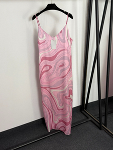 Vestido largo informal para mujer con correa con abertura en el dobladillo con estampado de bloques de colores irregulares-Nueva llegada - Product Image 5