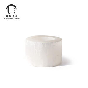 Producer Hot Sale White Natural Selenite Crystal Round 3 Size <strong>Tealight</strong> Candle <strong>Holder</strong> for Meditation - Product Image 4