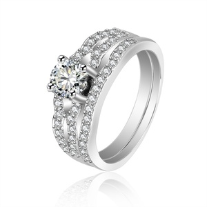 Ensemble de bagues de mariage classiques pour femmes en argent sterling plaqué rhodium avec zircon certifié CMA pour fiançailles, anniversaire et cadeau - Product Image 5