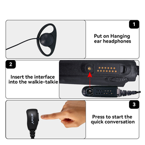 D-<b>Ring</b> Ear Hook Earpiece PTT GP338 GP328 GP340 HT1250 Security Walkie Talkie Headset Two Way Radio Professional Earphone Kit - Product Image 4