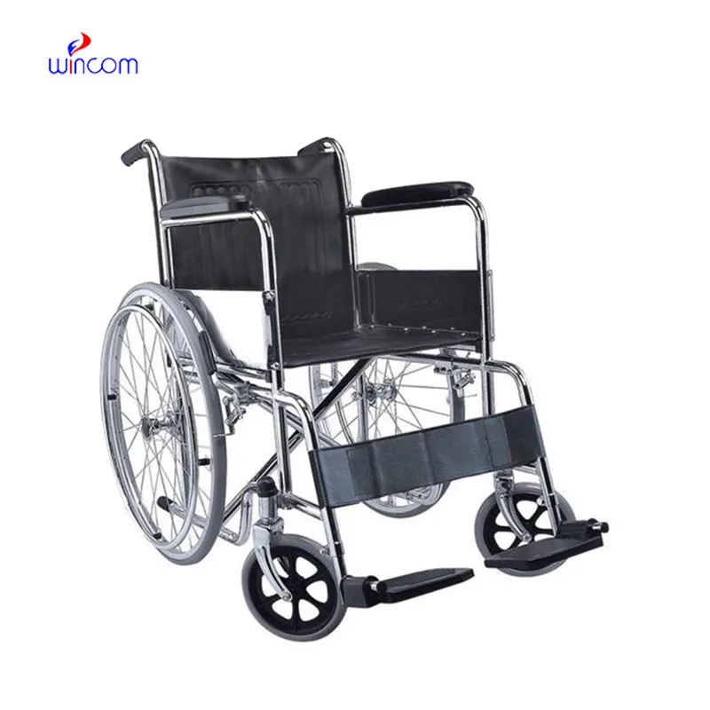 Fauteuil roulant inclinable pliable pour handicapés de l'hôpital 100KG pour désactiver le fauteuil roulant manuel en acier patient