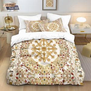 Juego de Funda Nórdica Bohemia Geométrica de 3 Piezas, Ropa de Cama con Estampado Tribal Étnico, Funda de Edredón de Microfibra Ultrasuave con Fundas de Almohada - Product Image 4