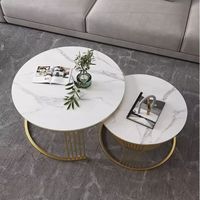 Tables basses gigognes rondes modernes de luxe en métal blanc et or, style nordique, pour salon et maison