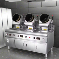 Mesin Masak Otomatis Robot Tiga Kepala Semikron 110V/220V Gas Alam Robot Dapur Peralatan Dapur Komersial