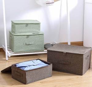 45*35*30 cm Cotton Linen <b>Storage</b> Box with Lock for <b>Clothes</b> and Toys - Product Image 4