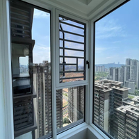 Ventanas Abatibles con Rotura de Puente Térmico de 180° de Ancho, Doble Acristalamiento, Persiana Enrollable de Acero Inoxidable para Cocina